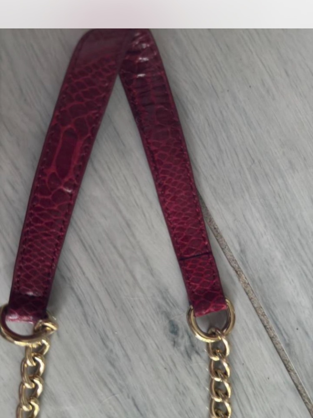 Cache Red Textured Drawstring Mini Bag with Gold Chain - Picture 2 of 8